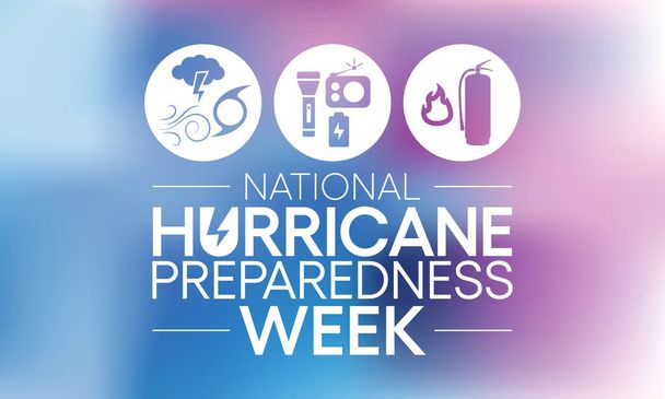 毎年5月にハリケーンの準備週が観察されます。ハリケーンの危険性について一般の人々に知らせ、準備や行動に役立つ知識を広めるための努力です。ベクトル - ベクター画像