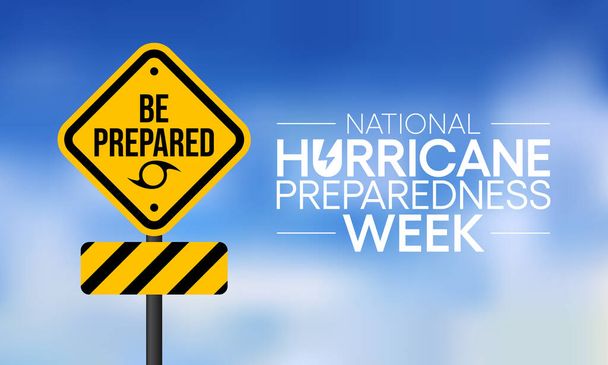 La settimana di preparazione agli uragani viene osservata ogni anno a maggio. è uno sforzo per informare il pubblico sui pericoli degli uragani e per diffondere le conoscenze che possono essere utilizzate per preparare e agire. Vettore - Vettoriali, immagini