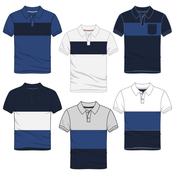 men's fashion shirts White and indigo variants. vector image - Vector, Imagen