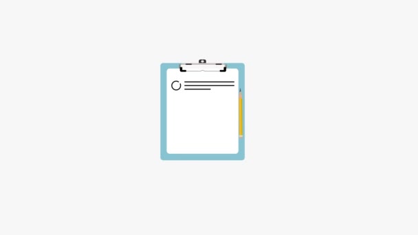 Checklist 4K animation. Clipboard with checkmarks and a pencil. Worklist checkmarks animation on white background. Office task progress report clipboard 2D animation. Checklist on a clipboard. - Footage, Video