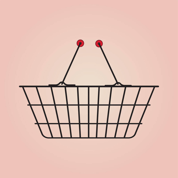 Metal wire small shopping basket. Vector illustration - Vector, Image