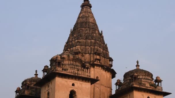 Morning View of Royal Cenotaphs (Chhatris) of Orchha, Madhya Pradesh, India, Orchha de verloren stad van India, Indiase archeologische vindplaatsen - Video