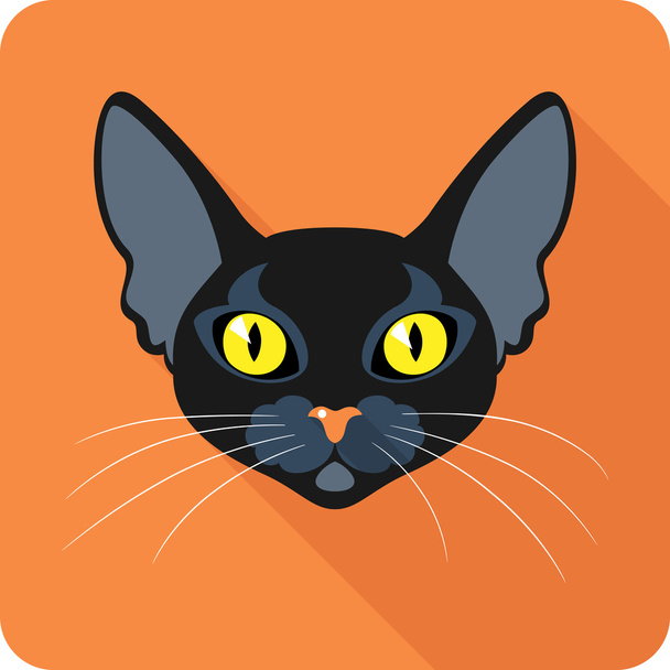 Bombay czarny kot ikona Płaska konstrukcja  - Wektor, obraz