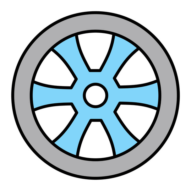 wheel icon. black and white illustration. - Vector, Image