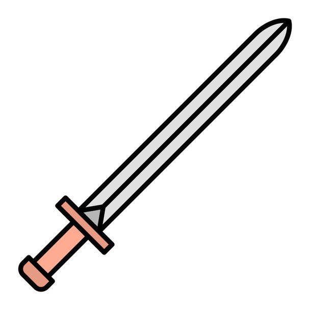 icona della spada. cartone animato di arma medievale vettoriale illustrazione su sfondo bianco - Vettoriali, immagini
