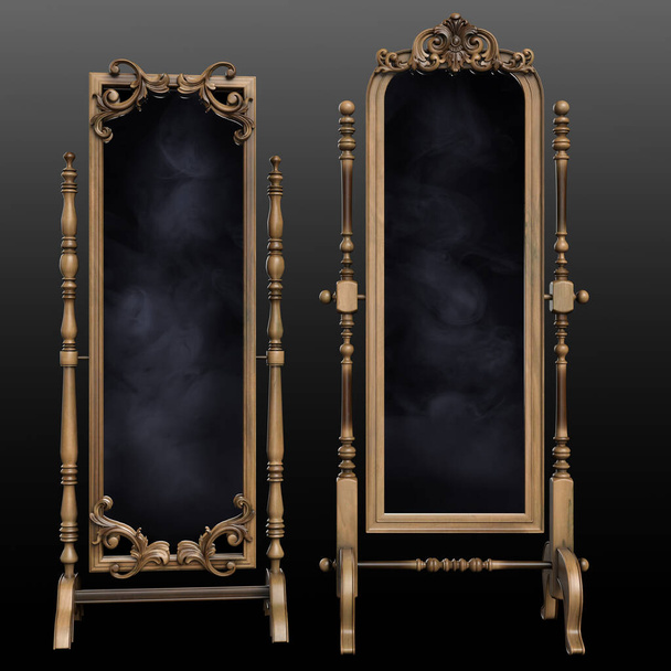 CGI Fairytale Cheval Mirror, Καθρέφτης με Vintage ξύλινο πλαίσιο - Φωτογραφία, εικόνα