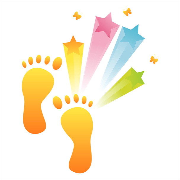 Foot steps with colorful splash - Vector, Image