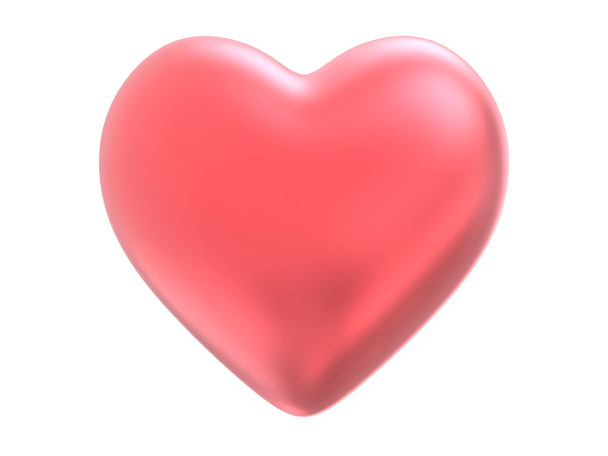 Рожево-червоне серце глянцевої форми ізольовано на білому тлі з відсічним контуром. Об'єкт
. - Фото, зображення