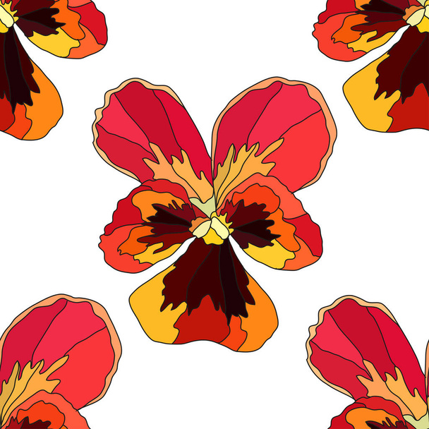 Elegant seamless pattern with pansy flowers, design elements. Floral  pattern for invitations, cards, print, gift wrap, manufacturing, textile, fabric, wallpapers - Вектор,изображение