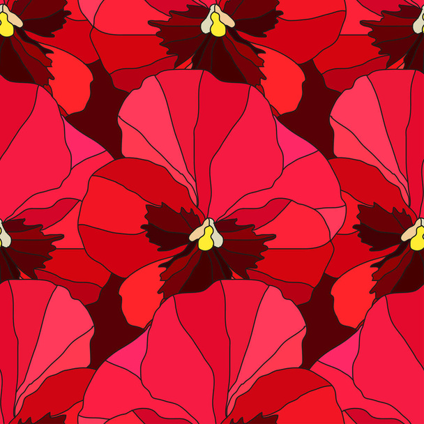 Elegant seamless pattern with pansy flowers, design elements. Floral  pattern for invitations, cards, print, gift wrap, manufacturing, textile, fabric, wallpapers - ベクター画像