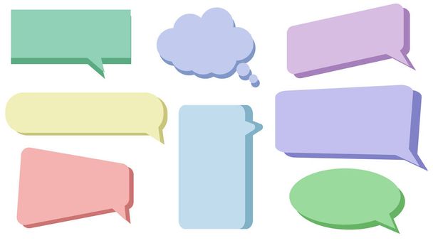conjunto de burbuja de voz colorida en blanco, caja de conversación, caja de chat, globo de mensaje, caja de habla - Vector, Imagen