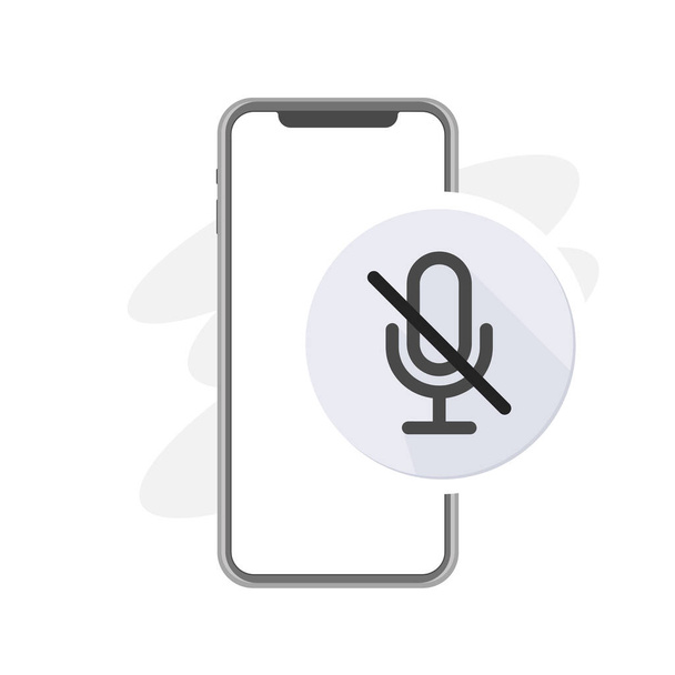 brocken micro enregistreur, microphone radio avec icône de course d'annulation en couleur grise, illustration vectorielle de symbole vocal - Vecteur, image