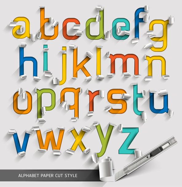 Alphabet paper cut colorful font style - Vetor, Imagem