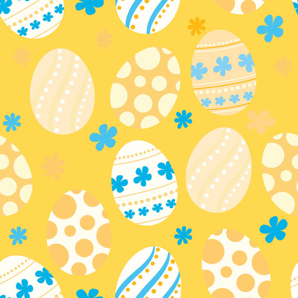 Easter Eggs repeat pattern design. Hand-drawn background. Holidays pattern for wrapping paper or fabric. - Διάνυσμα, εικόνα