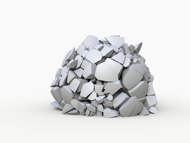 Forma de bola rota en cientos de piezas - primer plano - imagen de plantilla rota - Foto, imagen