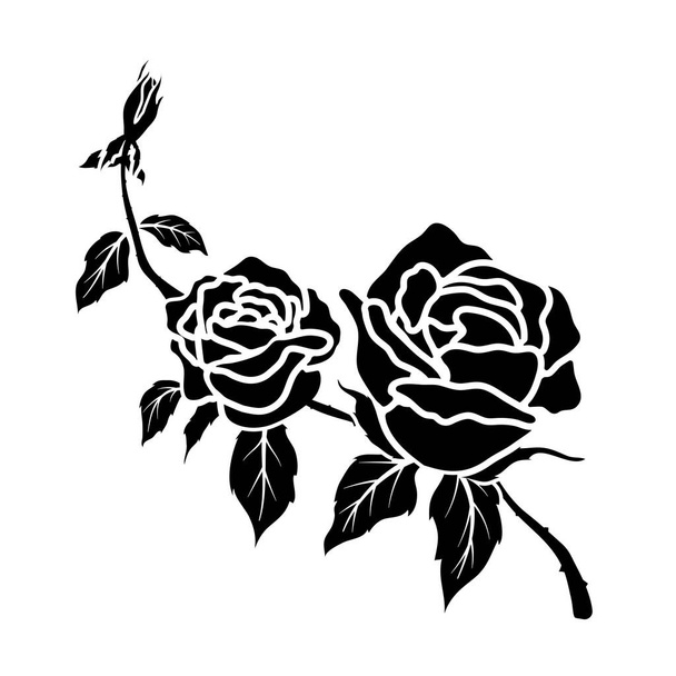 silueta negro rosa flor decoración vector ilustración fondo - Vector, imagen
