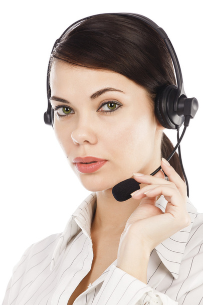 Beautiful customer service operator woman with headset - Photo, Image