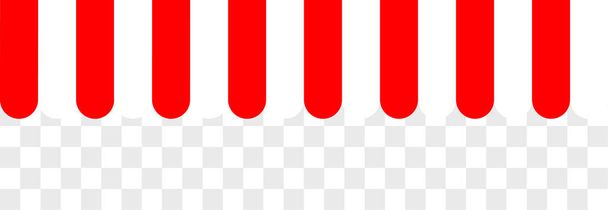 Shop Markise rot-weiß gestreifte nahtlose Muster. Sonnenschirm für den Markt auf weißem Hintergrund. Gewerbliche Überdachung. Vektorillustrationsmuster. - Vektor, Bild