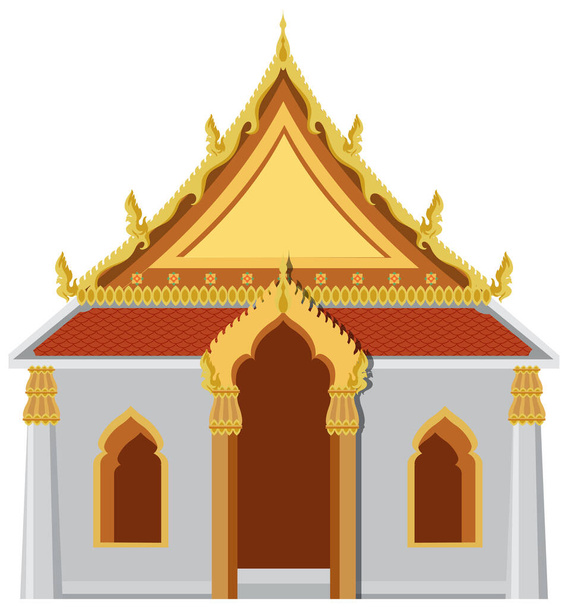 Tajski projekt świątyni ze złotym dachem ilustracji - Wektor, obraz