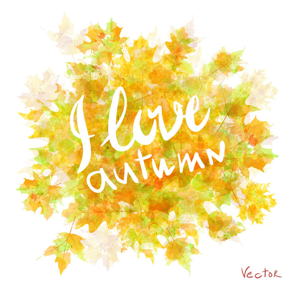 Vector watercolor autumn leaves maple leaf flora - Vettoriali, immagini