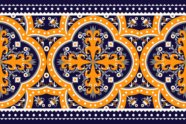 Krásná postava kmenové marocké geometrické orientální vzor tradiční na modrém pozadí.Aztécké styl vyšívání abstraktní vektorové ilustrace.design pro texturu, tkaniny, oblečení, balení, tisk - Vektor, obrázek