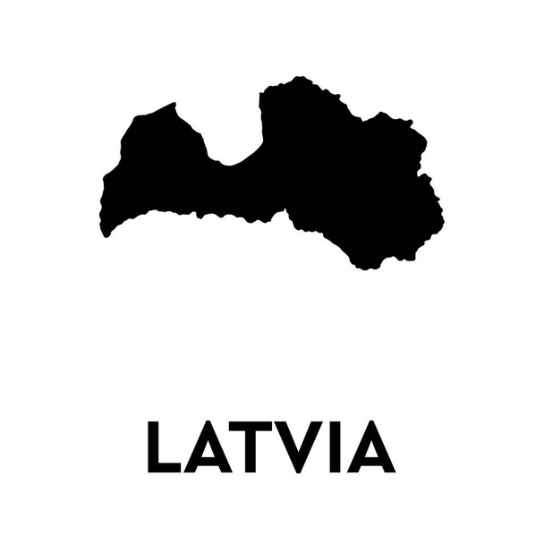 Mapa vetorial Letónia. Ilustração vetorial isolada. Preto sobre fundo branco. Ilustração EPS. - Vetor, Imagem