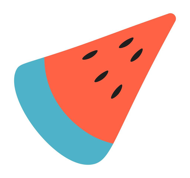 Watermelon with seeds, slice of ripe berry vector - Vecteur, image