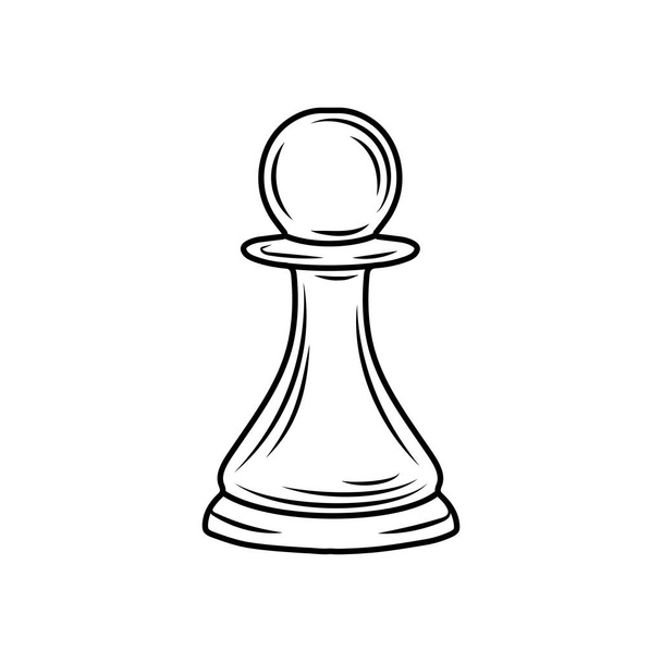 Handgezeichnete Skizze einer Schachfigur auf weißem Hintergrund. Schachfiguren. Schach. Schachikone Bauernschach - Vektor, Bild