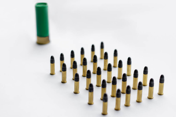 set of bullets on white with blurred background  - Foto, Imagem