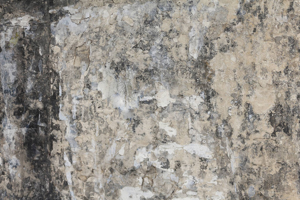 An old and dirty plaster wall texture. A weathered and damaged beige painted wall background. - Foto, Bild