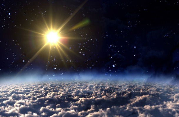 Sun objektivu odlesku záře světlo v noci - Fotografie, Obrázek