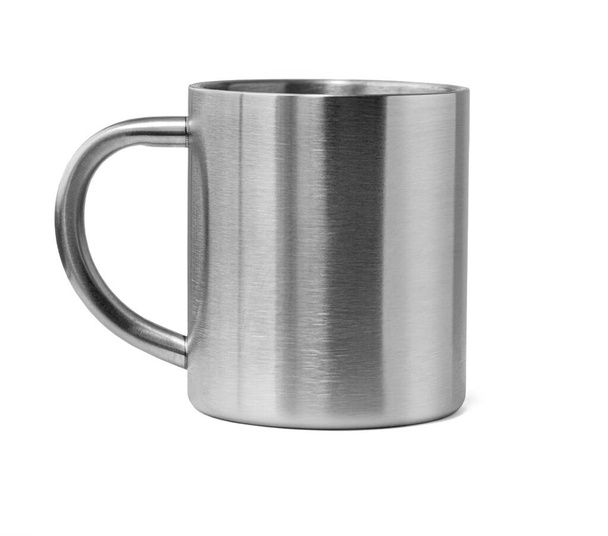 thermos de tasse en métal isolé sur fond blanc - Photo, image