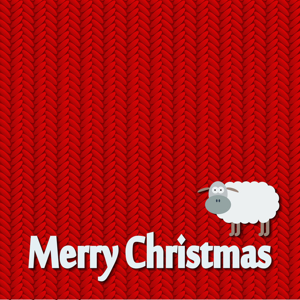 Weihnachten und Neujahr Strickmusterkarte mit lustigen Schafen. Vektorillustration - Vektor, Bild