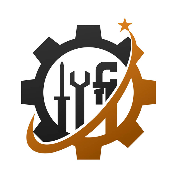 logotipo da máquina de engrenagem de serviço Icon Ilustração Identidade da marca - Vetor, Imagem