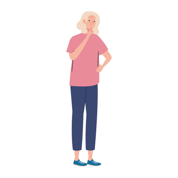бабушка стоит с Альцгеймером - Вектор,изображение