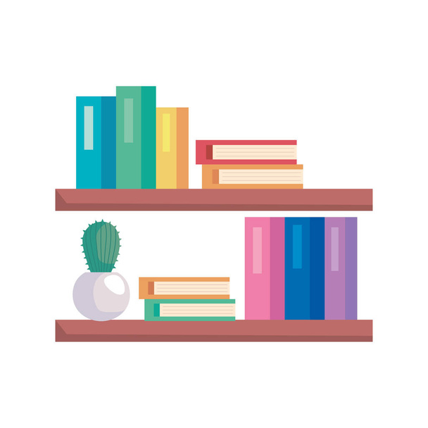 books in shelfs - Vector, Image