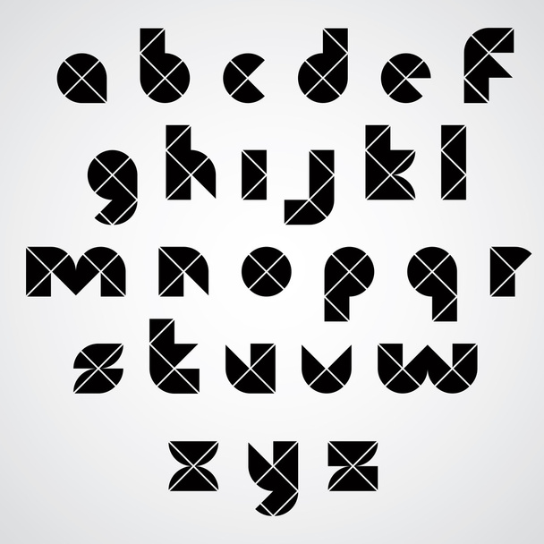 Black spherical sectored font with diagonal repartition. - Wektor, obraz