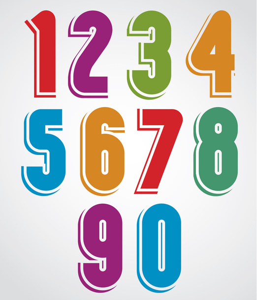 Extensive colorful animated rounded numbers with white outline.  - Вектор, зображення