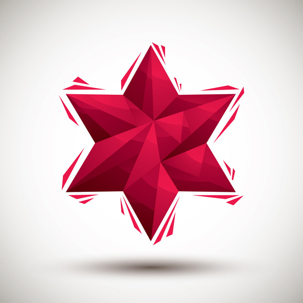 Red six angle star geometric icon made in 3d modern style, best  - Διάνυσμα, εικόνα