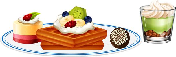 Dolce dessert da forno su sfondo bianco illustrazione - Vettoriali, immagini