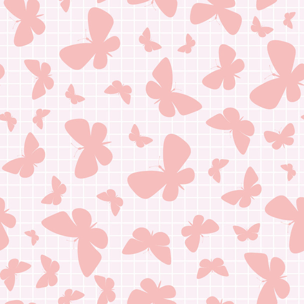 Pink butterfly pattern. Vector butterfly spring pattern, seamless repeat background. Girly wallpaper. - Вектор, зображення