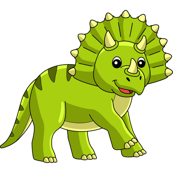 Triceratops Dinosaur Cartoon Colored Clipart - Vector, Image