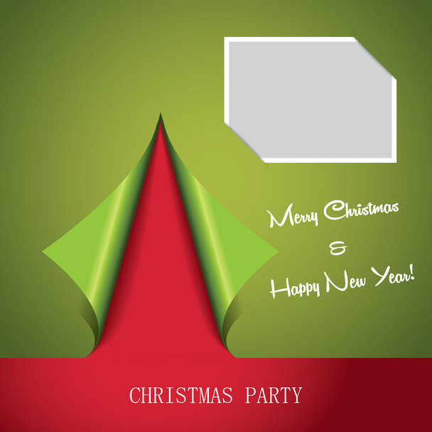 Cartel de la fiesta de Navidad - Árbol de Navidad formado a partir de cornisa rizada
 - Vector, imagen