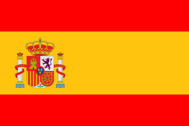 Espanha. Bandeira espanhola, ilustração da bandeira espanhola. Imagem da Bandeira da Espanha em cores originais. Imagem jpg, RGB. Ilustração da bandeira da Espanha. Desenho horizontal. - Foto, Imagem