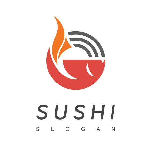 Logo Sushi Design con simbolo di pesce - Vettoriali, immagini