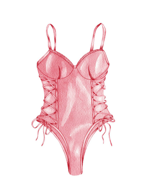 Watercolor lingerie. Hand draw underwear. Fashion illustration. - Фото, зображення