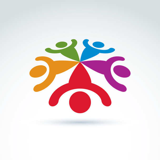 Teamwork en zakelijke team en vriendschap pictogram, sociale groep, of - Vector, afbeelding