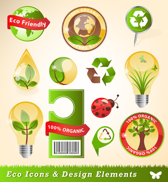 Ecology icons and design elements - Wektor, obraz