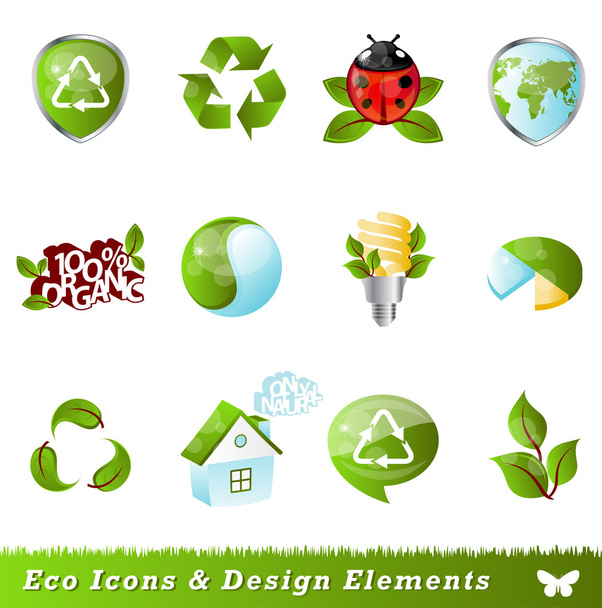 Ecology icons and design elements - Vetor, Imagem