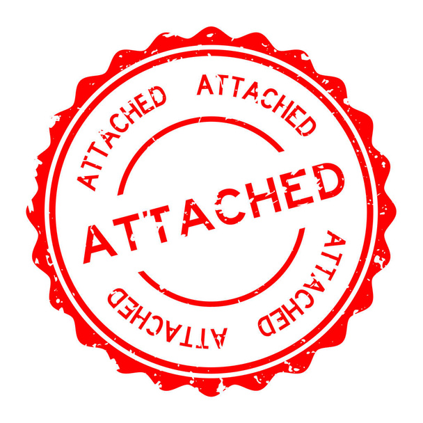 Grunge palabra adjunta roja sello de goma redonda sobre fondo blanco
 - Vector, Imagen